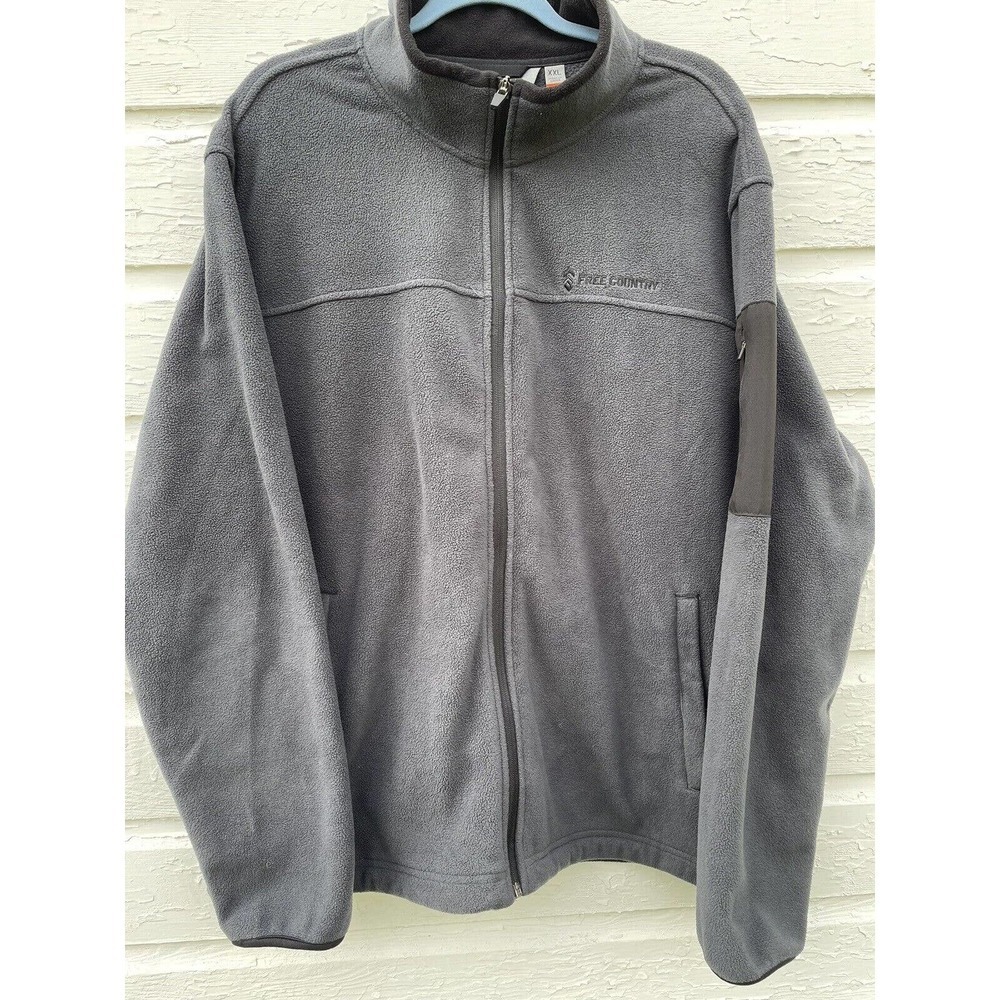 Free Country Fleece Jacket Full Zip XXL Mens Gray Black Trim Warm Mock Neck Cozy - Picture 1 of 7